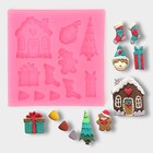 Молд «Новогодние элементы», силикон, 7,5×7.5 см, цвет розовый - фото 318114026
