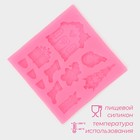 Молд силиконовый «Новогодние элементы», 7,5×7.5 см, цвет розовый - Фото 3