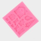 Молд силиконовый «Новогодние элементы», 7,5×7.5 см, цвет розовый - Фото 2