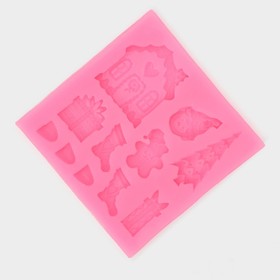 Молд «Новогодние элементы», d=7,5 см, цвет розовый