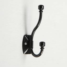 Крючок мебельный двухрожковый ТУНДРА КМ03SD, цвет черный металлик