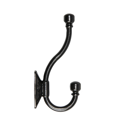 Крючок мебельный ТУНДРА TKd=031, двухрожковый, черный металлик