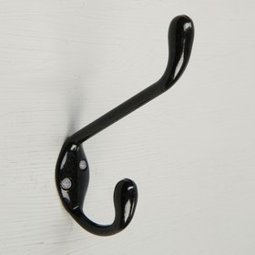 Крючок мебельный двухрожковый ТУНДРА КМ05SD, цвет черный металлик