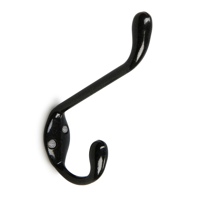 Крючок мебельный ТУНДРА TKD033, двухрожковый, черный металлик - Фото 1