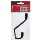Крючок мебельный ТУНДРА TKD034, двухрожковый, черный матовый - фото 23478884