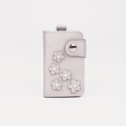 Ключница на кнопке, длина 10 см, отдел для карт, 7 карабинов, цвет бежевый - Фото 1