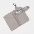 Ключница на кнопке, длина 10 см, отдел для карт, 7 карабинов, цвет бежевый - Фото 3