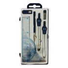 Готовальня Calligrata, 9 предметов: 2 циркуля 130 мм, грифель, точилка, рейсфедер, линейка, транспортир, 2 угольника, в пластиковом пенале - Фото 2