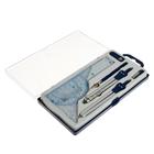 Готовальня Calligrata, 9 предметов: 2 циркуля 130 мм, грифель, точилка, рейсфедер, линейка, транспортир, 2 угольника, в пластиковом пенале - Фото 3