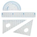 Готовальня Calligrata, 9 предметов: 2 циркуля 130 мм, грифель, точилка, рейсфедер, линейка, транспортир, 2 угольника, в пластиковом пенале - Фото 4