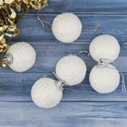 Ёлочные игрушки «Снежная пудра», шары новогодние, d=3.5 см, набор 6 шт., белый - Фото 2
