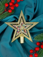 Звезда на ёлку (верхушка) конфетти, 15×14.5 см, золотистый - фото 117161069