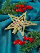 Звезда на ёлку (верхушка) конфетти, 15×14.5 см, золотистый - фото 117161070