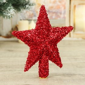 Звезда на ёлку (верхушка) пушистый блеск, 18.5?20 см, красный (комплект 2 шт)