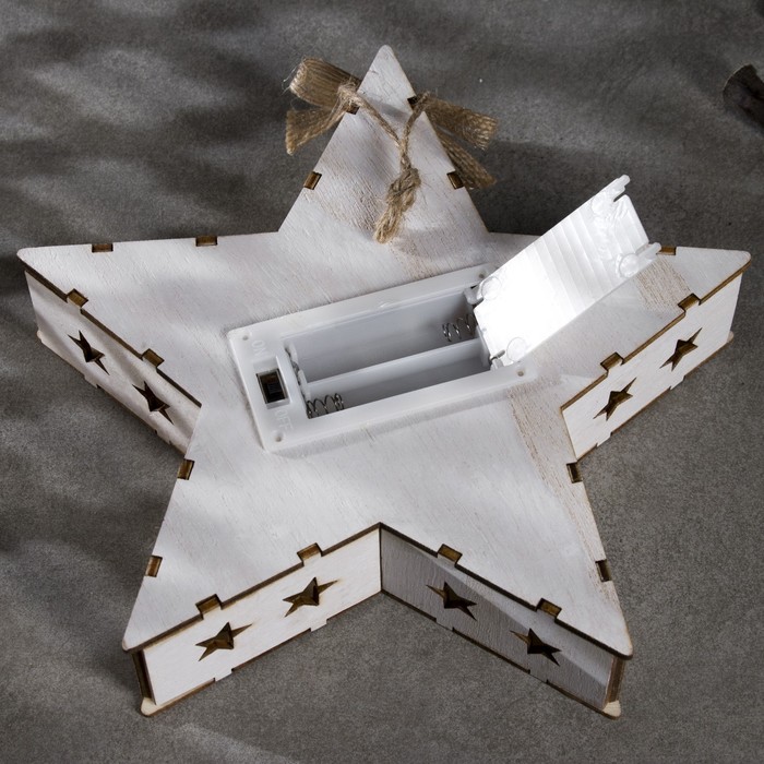 Светодиодная фигура «Звезда с оленями» 19 × 19 × 4 см, дерево, батарейки АААх2 (не в комплекте), свечение тёплое белое - фото 1906948026