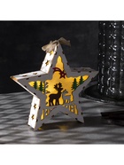 Светодиодная фигура «Звезда с оленями» 19×19×4 см, дерево, батарейки АААх2 (не в комплекте), свечение тёплое белое - Фото 4