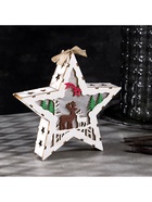 Светодиодная фигура «Звезда с оленями» 19×19×4 см, дерево, батарейки АААх2 (не в комплекте), свечение тёплое белое - Фото 5