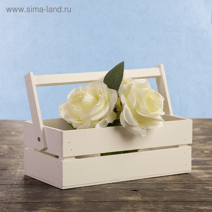 Кашпо деревянное 24.5×13.5×9 см "Двушка Лайт", двухреечное, белый Дарим Красиво - Фото 1