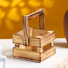 Кашпо деревянное 15×12,5×9,5 см "Однушка Лайт", двухреечное, обжиг Дарим Красиво - фото 9743030