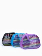Косметичка-сумка на молнии в сетку, большая, с ручками, в полоску, МИКС - Фото 6