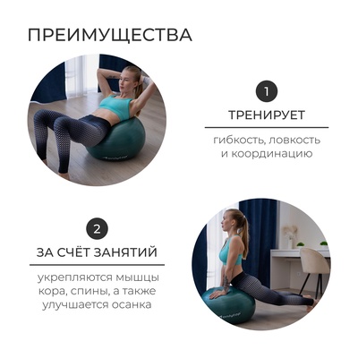 Фитбол ONLYTOP, d=65 см, 900 г, антивзрыв, цвет зелёный