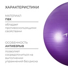 Фитбол ONLYTOP, d=75 см, 1000 г, антивзрыв, цвет фиолетовый - Фото 2