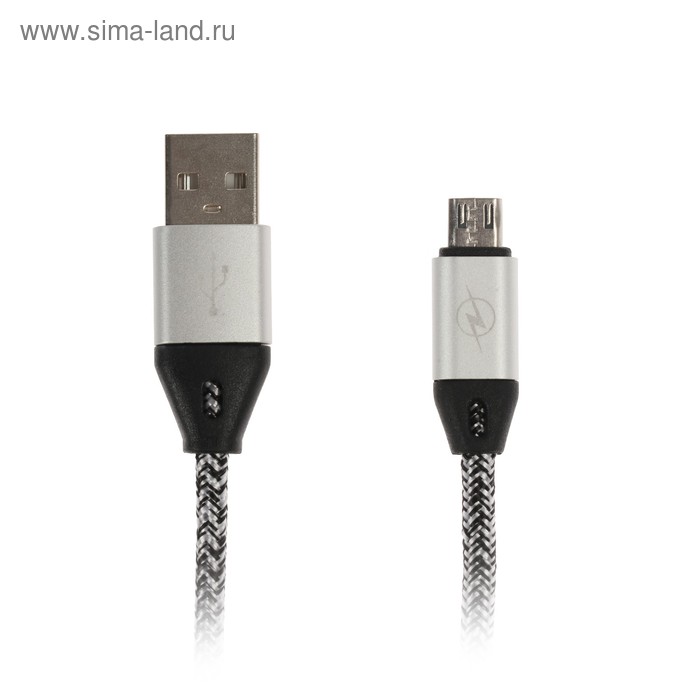 Кабель LuazON, microUSB - USB, 1 А, 1 м, оплётка нейлон, МИКС - Фото 1