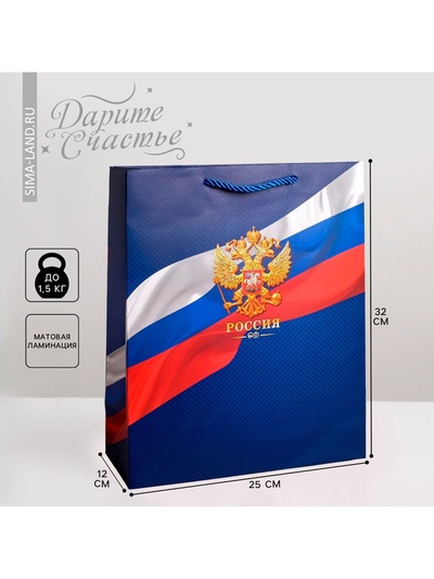 Пакет подарочный, упаковка, «Россия», 25×32×12 см