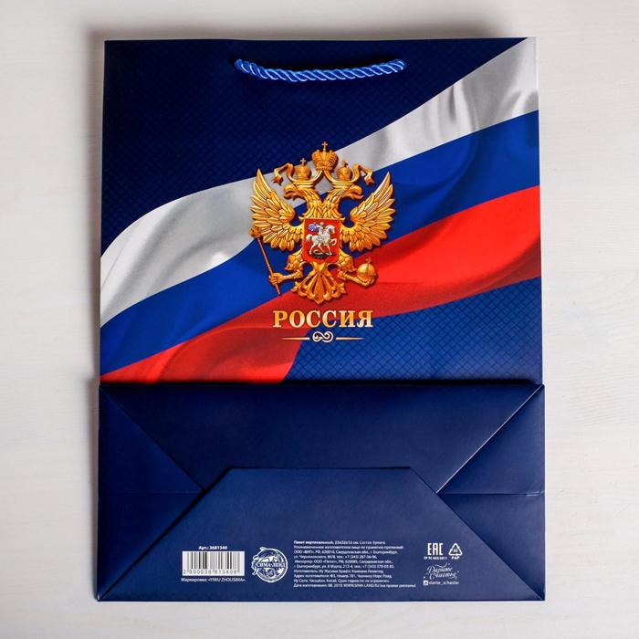 Пакет подарочный вертикальный, упаковка, «Россия», 25 х 32 х 12 см - фото 1884873217
