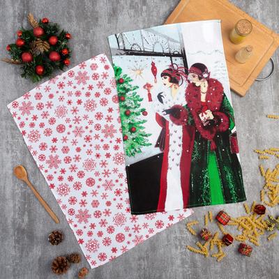 Комплект полотенец для кухни Spany «Девушка и витрина» 35x61-2шт, вафля