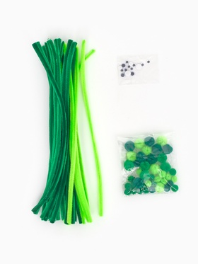 Набор для творчества из проволоки с ворсом, помпонов, глаз №7, зеленый