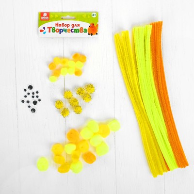 Набор для творчества из проволоки с ворсом, помпонов, глаз №9, МИКС