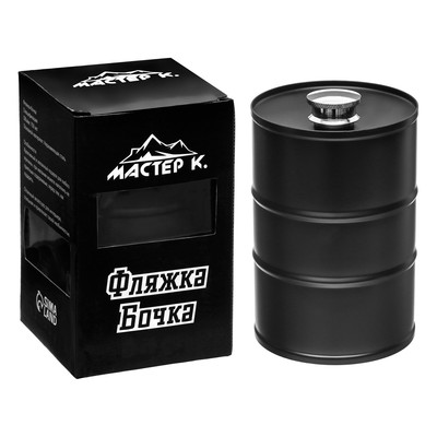 Фляжка Мастер К, 750 мл, подарочная, 25 oz, нержавеющая сталь, чёрная