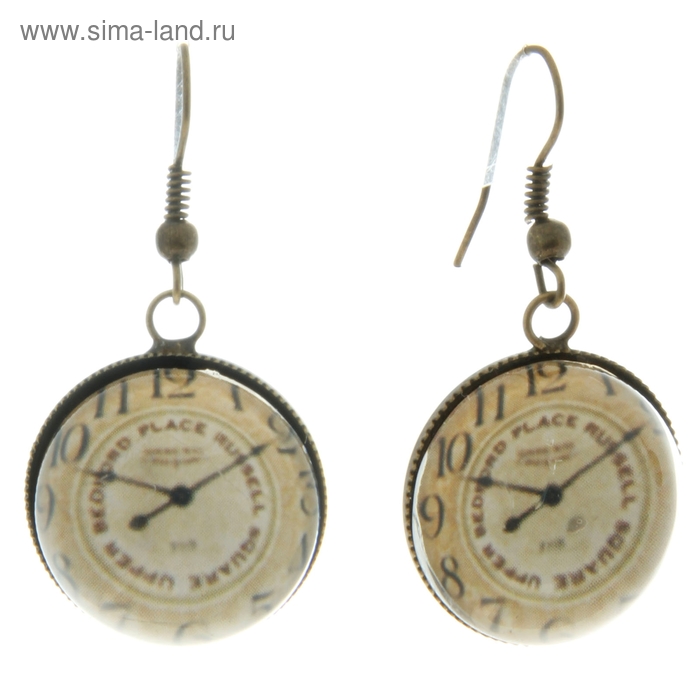 Серьги из стекла с рисунком «Часы» - Фото 1