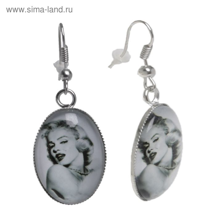Серьги из стекла с рисунком «Мерилин» белые 4,5 см - Фото 1
