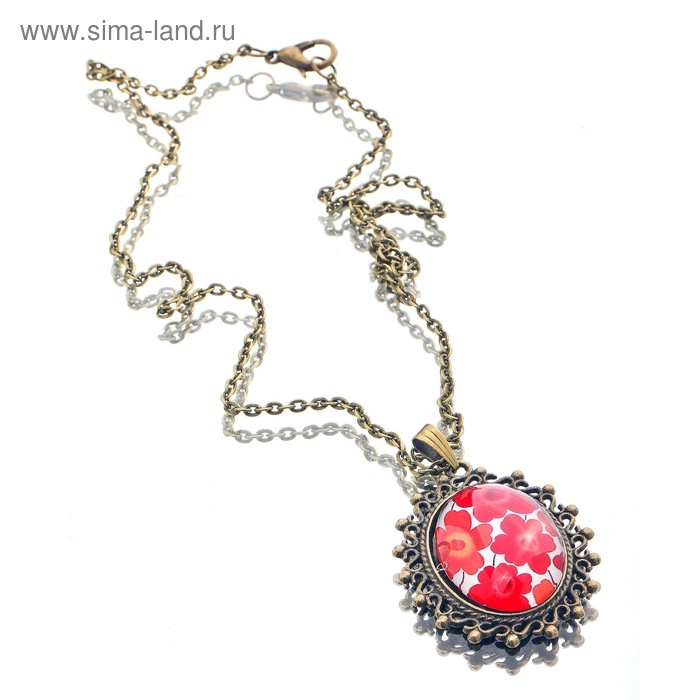 Кулон из стекла с рисунком в рамке «Две бабочки», 50см - Фото 1