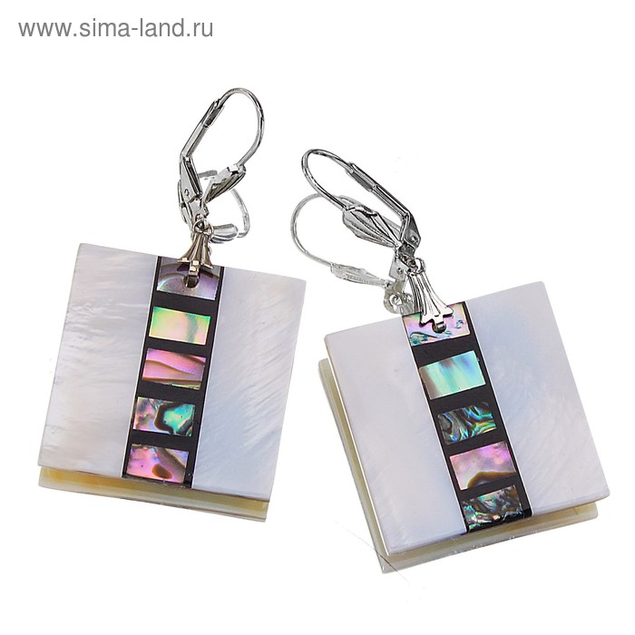 Серьги Мозайка «Геометрия» Лестница, квадратные - Фото 1