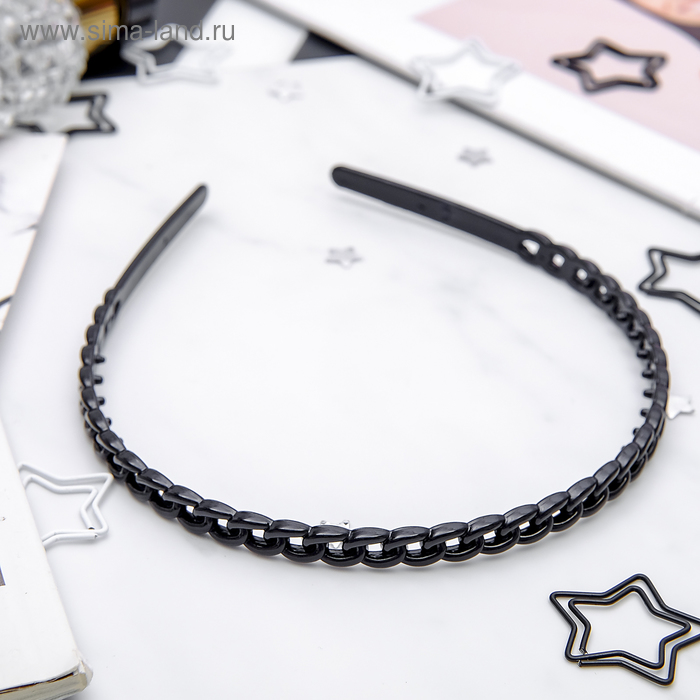 Ободок для волос «Ночка», звенья, 0.8 см, чёрный - Фото 1