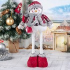 Мягкая игрушка "Снеговик в шубке - длинные ножки" стоит, 17х56 см, бело-красный - Фото 2