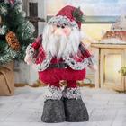 Мягкая игрушка "Дед Мороз в шубке - длинные ножки" стоит, 17х56 см, серо-красный - фото 298084509