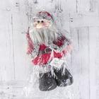 Мягкая игрушка "Дед Мороз в шубке - длинные ножки" стоит, 17х56 см, серо-красный - Фото 5