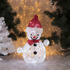 Фигура светодиодная "Снеговик в шапке и шарфе" 60 см, 60 LED, 220V, БЕЛЫЙ - Фото 1