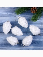 Ёлочные игрушки набор 6 шт. «Сосулька - пушинка», 4×6 см, белый - Фото 3