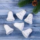 Ёлочные игрушки 6 шт. «Зимнее волшебство. Колокольчики со звёздочками» пластик, 4.5×5.3 см, белый - Фото 1