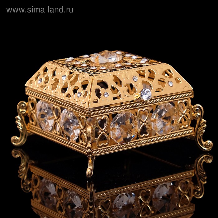 

Шкатулка «Грация», с зеркалом, 5,8×5.8×4.4 см, с кристаллами