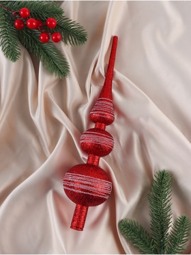 Верхушка на елку «Белые полосы» 6.5?30 см, бело-красный (комплект 2 шт)