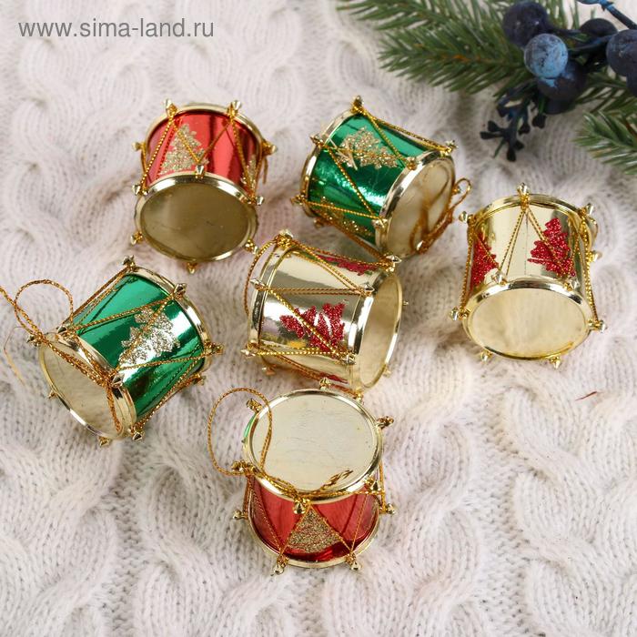 Ёлочные игрушки 6 шт. «Барабан» ёлочка, 3.5×3.5 см, МИКС - Фото 1
