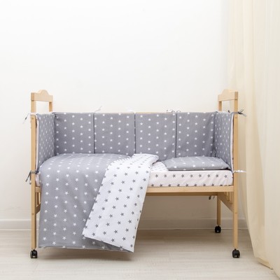 Борт в кроватку «Ноченька», чехлы съёмные, цвет серый, бязь