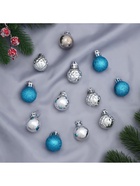 Ёлочные игрушки «Альянс», шары новогодние, d=2.5 см, набор 12 шт., серебристый/синий - Фото 3