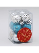 Ёлочные игрушки «Альянс», шары новогодние, d=2.5 см, набор 12 шт., серебристый/синий 3562590 Ёлочные игрушки «Альянс», шары новогодние, d=2.5 см, набор 12 шт., серебристый/синий 3562590